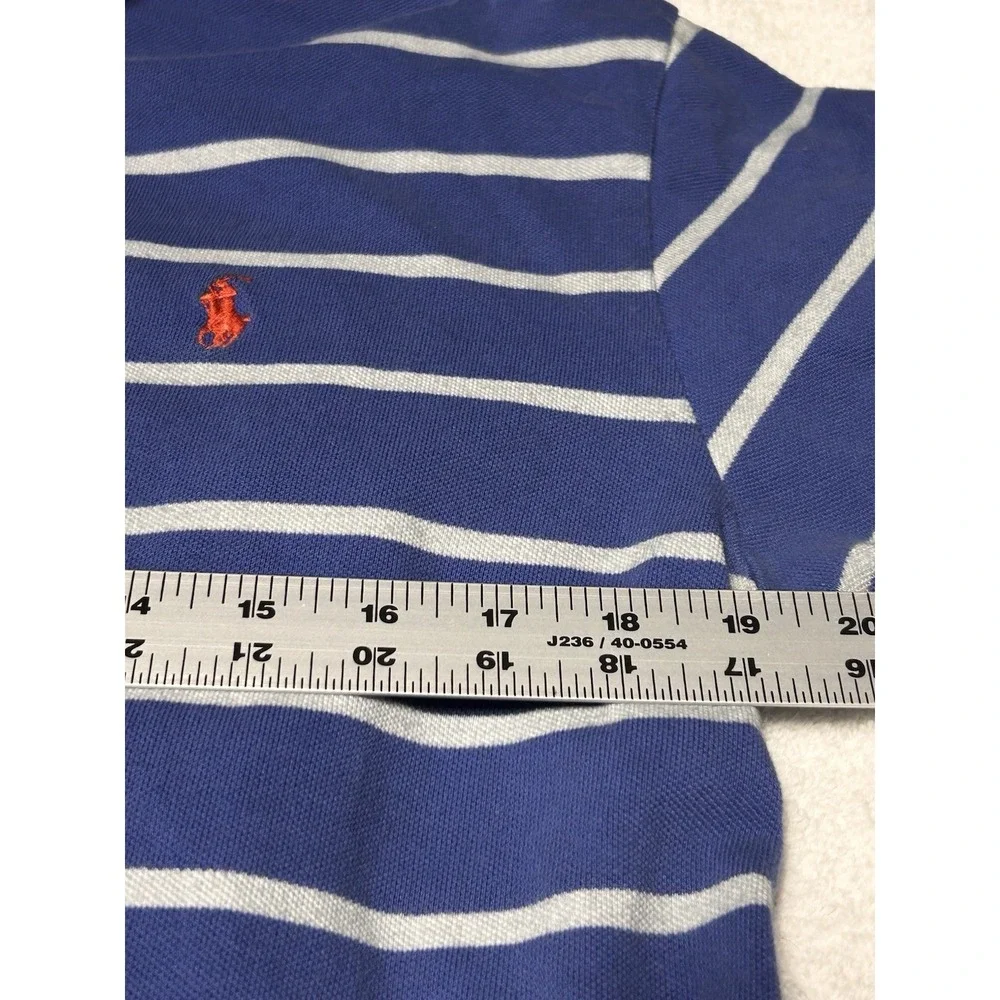 Polo Ralph Lauren Polo Shirt Mens L Purple/Grey Stripe Short‎ Sleeve Red Pony